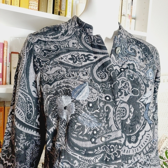 Laura Ashley Paisley Floral Button Blouse Jacket Top P3601 - Picture 3 of 10